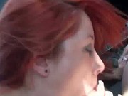 Redhead Sucking In Car