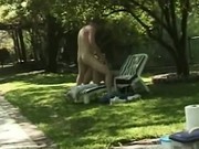 Blonde gets anal drilling at outdoor