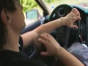 Petite 18yo teen gives blowjob in a car