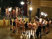 Sluts swapping cum at bukkake orgy