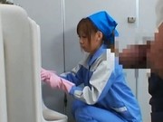 Beautiful maintenance worker is in the mens toilet 5 by PublicJa