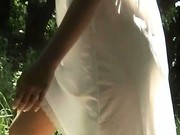 Sexy white dress on nude girl