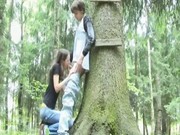 Outdoor sucking penis in the forest