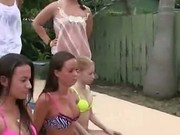 College Girls In Bikinis Lined Up And Hosed Off At Hazing