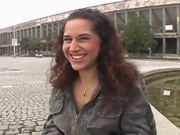 Brunette European Gets Pussy Fingered In Public