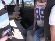Shy college girl gets in a van with strangers and fucks