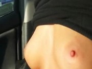 Nasty amateur babe flashes tits and pounded on parking lot
