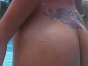 Sexy amateur busty latina is filming herself in the pool and whi
