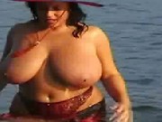 Huge titis Polish star Aneta Buena on beach