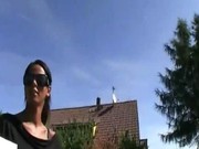 Tight bodied euro sweetie sucks and rides cock in public for cas