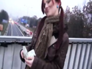 Redhead skank sucks cock in public and analized in a toilet