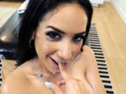Pretty Tia Cyrus teasing after getting her chin covered with cum